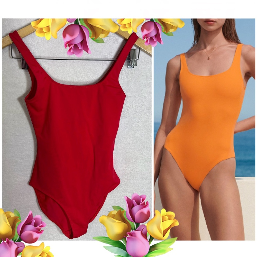 NWT Babaton Classic Scoop-neck One-Piece Red Swimsuit Bathing Suit - Aritzia XXS